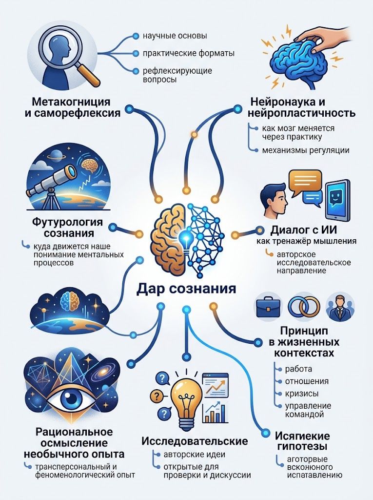 Mind map — Дар сознания, 7 ветвей тем